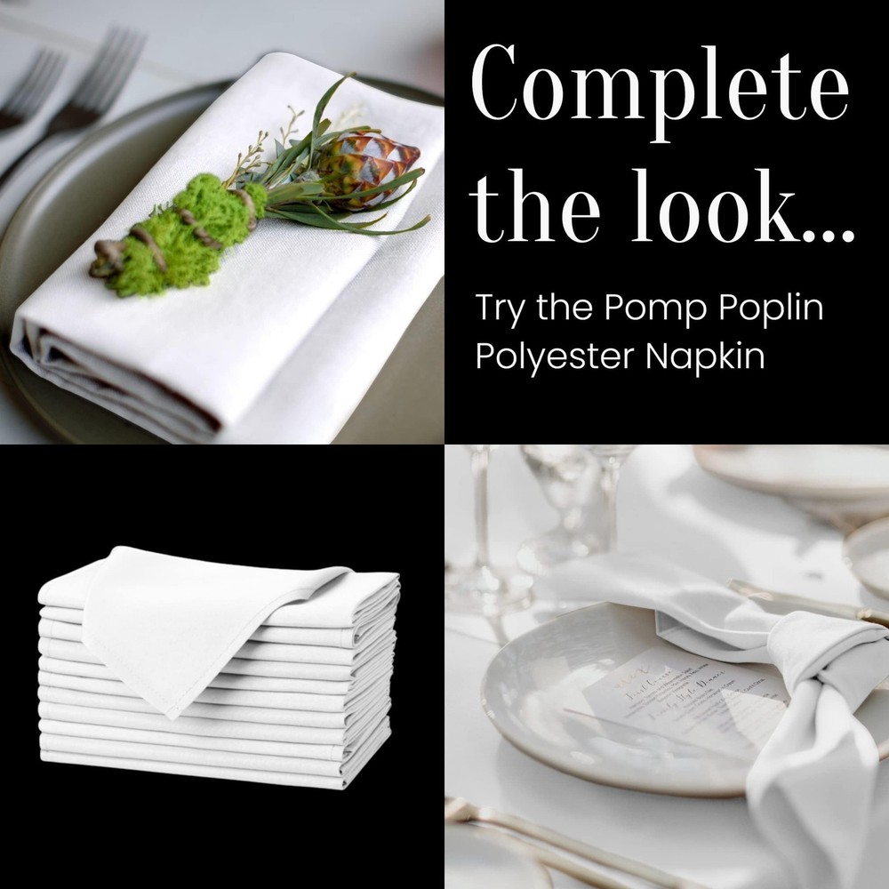 Pomp White 120" Round Premium Polyester Tablecloth - Wrinkle & Stain Resist