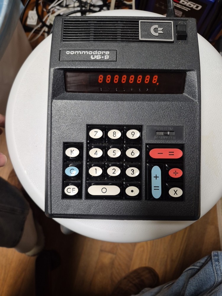 Commodore US 8 Calculator Vintage Adding Machine Bright Red Display Made In USA