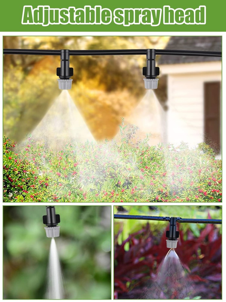 50 Pairs Misting Drippers Head Atomizing Sprinkler With Tee Joints Adjustable Eq