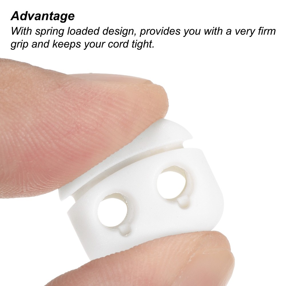Cord Locks, 30 Pack Oval Spring Toggle Stopper, White