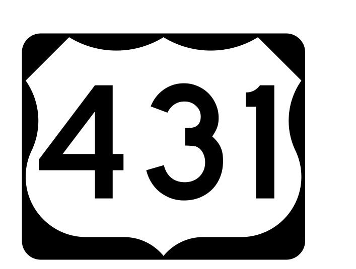 US Route 431 Sticker Decal