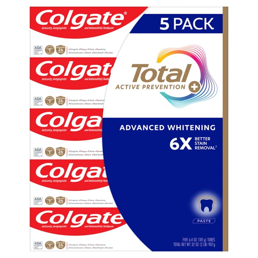 Colgate Total Advanced Whitening Toothpaste 6.4 oz 5-pack