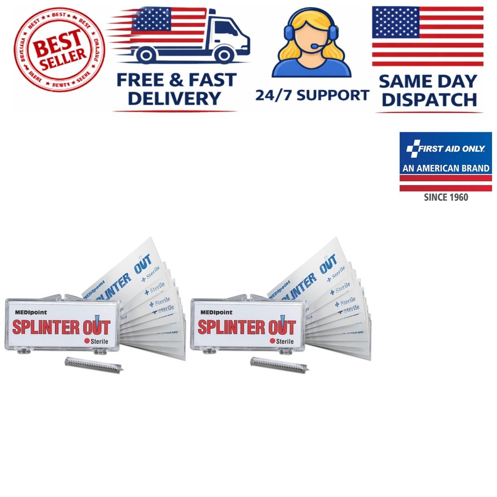 Easily Remove Splinters Anywhere with 20 Individually Wrapped Tools, Pack of 2