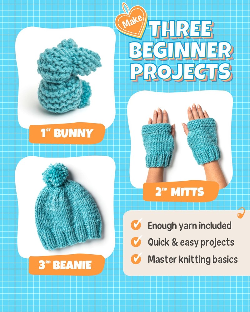Complete Knitting Kit for Beginners - Learn to Knit Kit with Knitting Accesso...