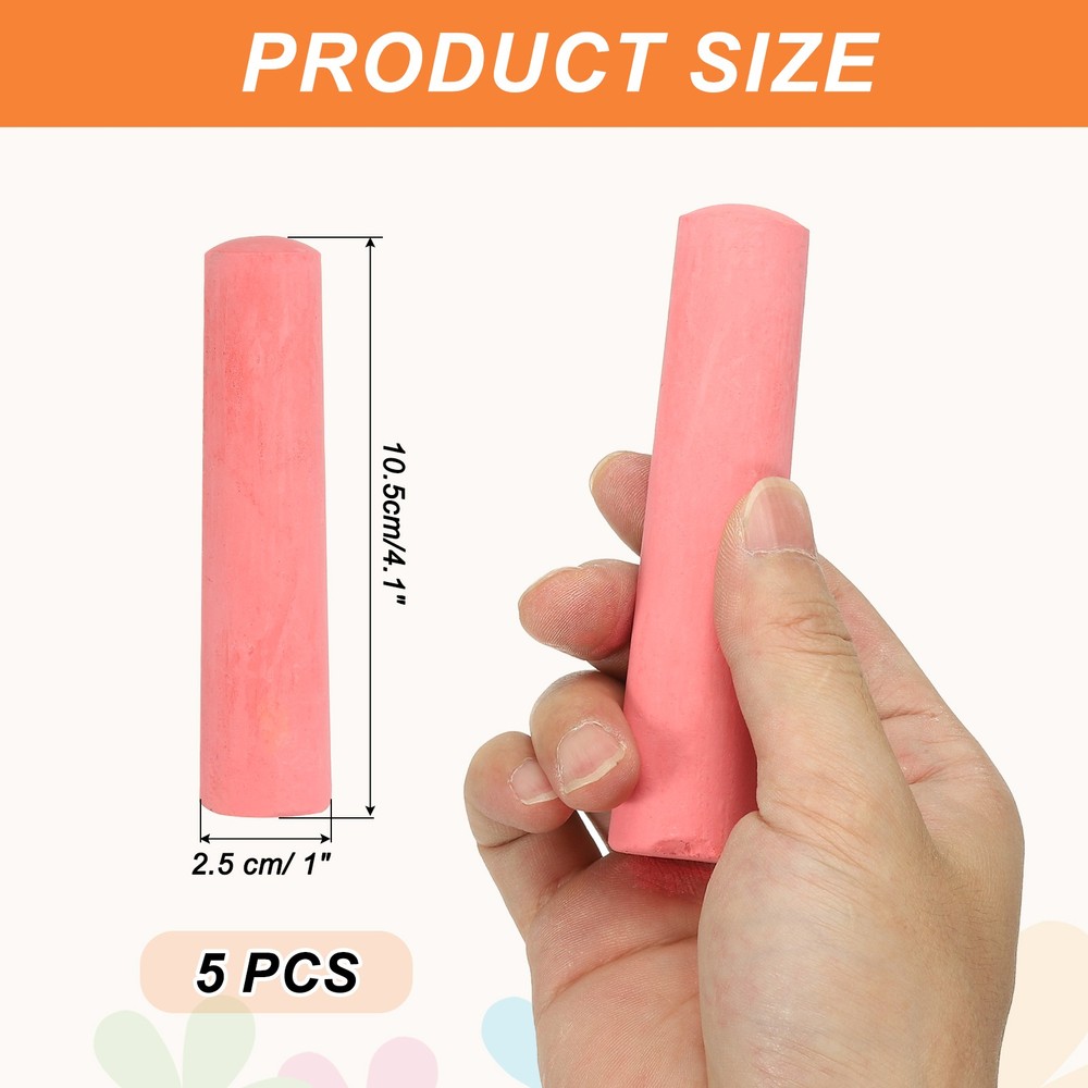 5 PCS Dustless Chalk, Red Sidewalk Chalk Large Solid Huge for Outdoor
