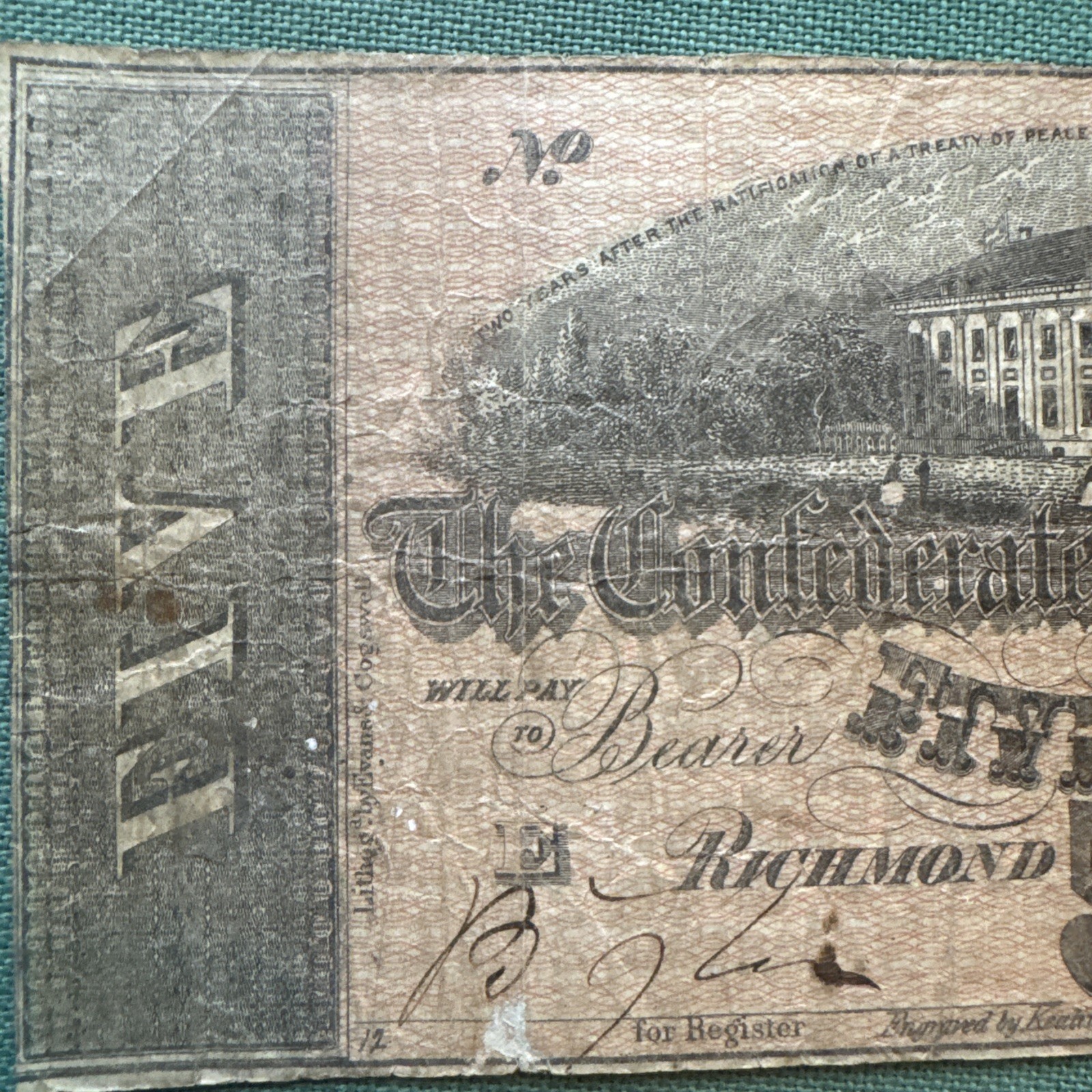 Pair of Poor Confederate States of America $5.00 Notes