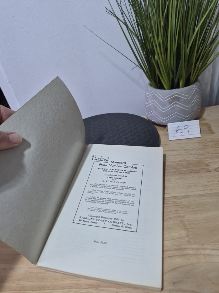 Vintage Durland Standard Plate Number Catalog (1964, Paperback)