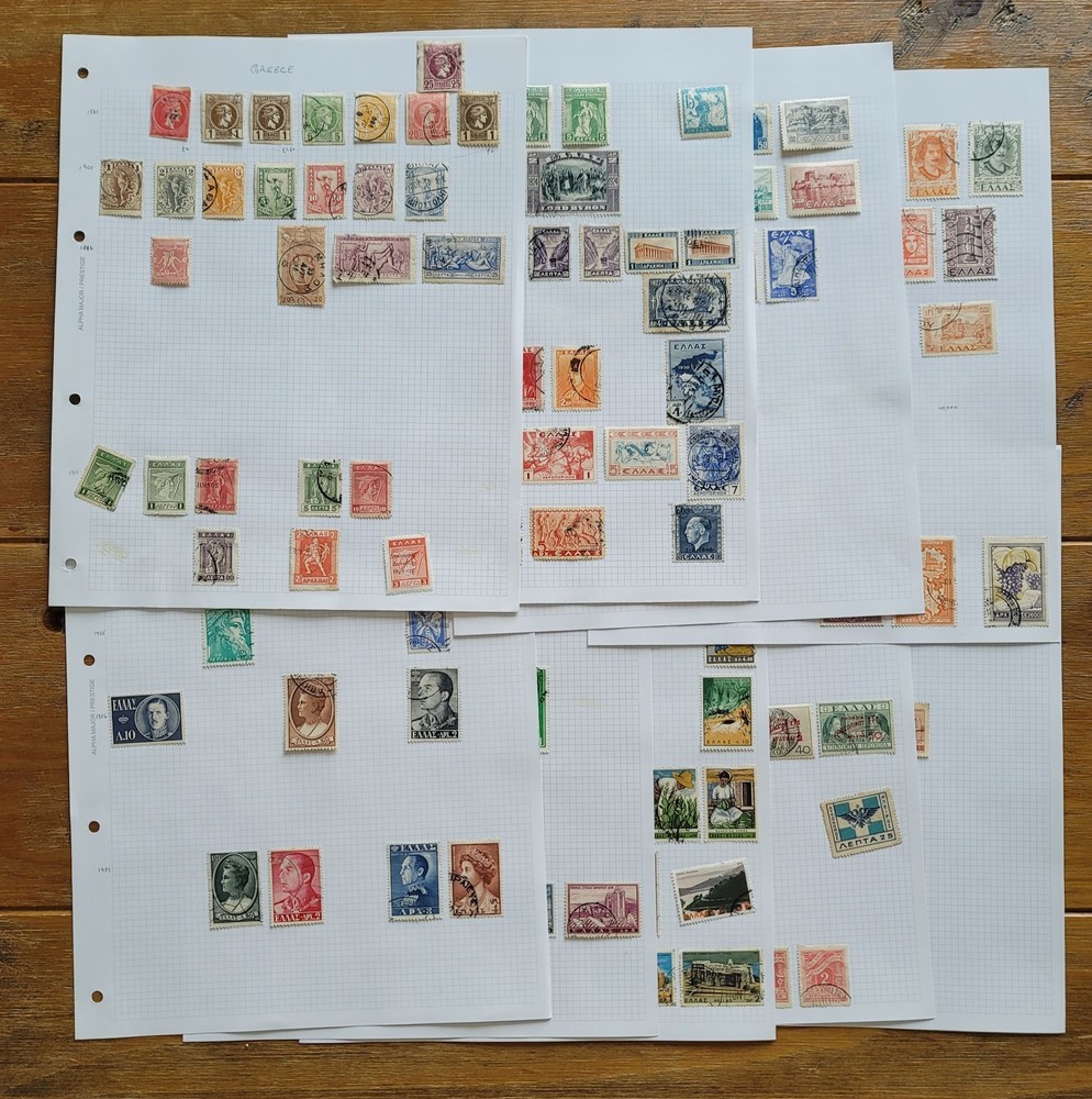 Greece Stamps On 9 Pages