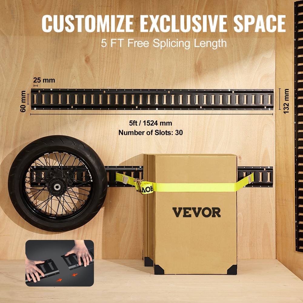VEVOR E Track Tie Down Rail Kit E Track Rails 18PCS 5' Enclosed Cargo Trailer