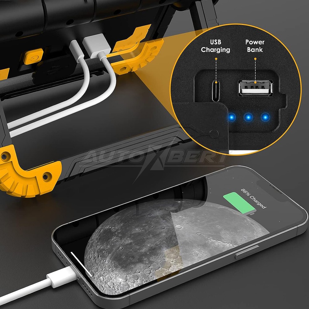 LED Work Light Rechargeable 2000LM Portable Folding Magnetic COB LED Flashlight