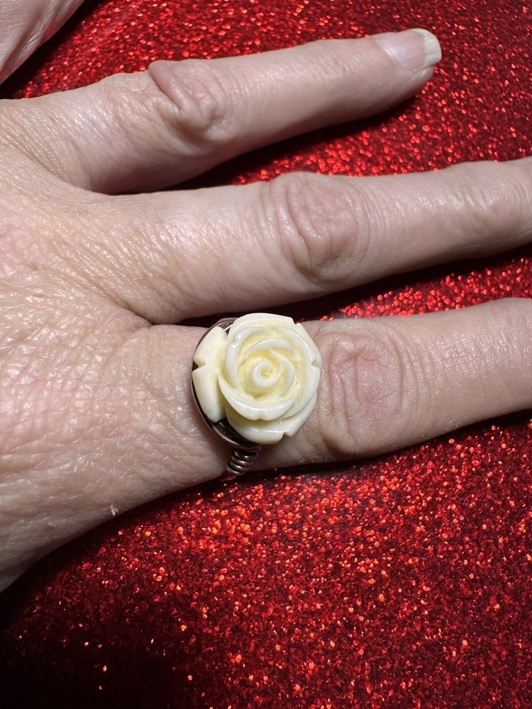 White Rose copper Ring Handmade Item #1003