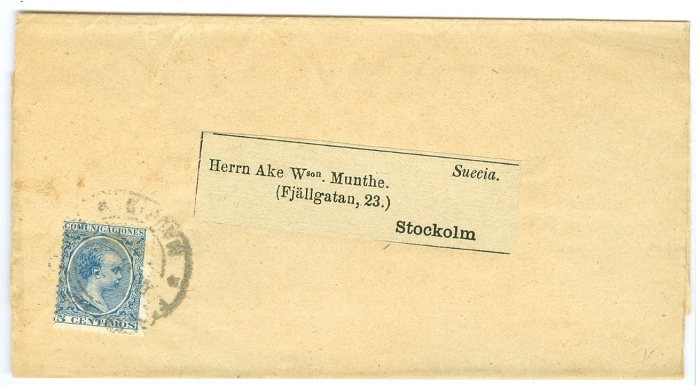 SPAIN: Printed matter wrapper to Sweden ca. 1900.