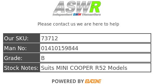 MINI COOPER R52 Owners Handbook 01410159844