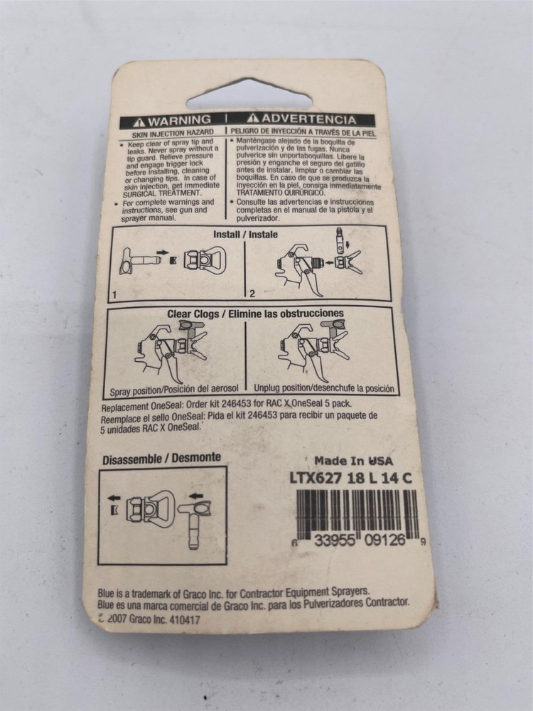 New, Graco RAC X Switch Tip LTX627, Reversible