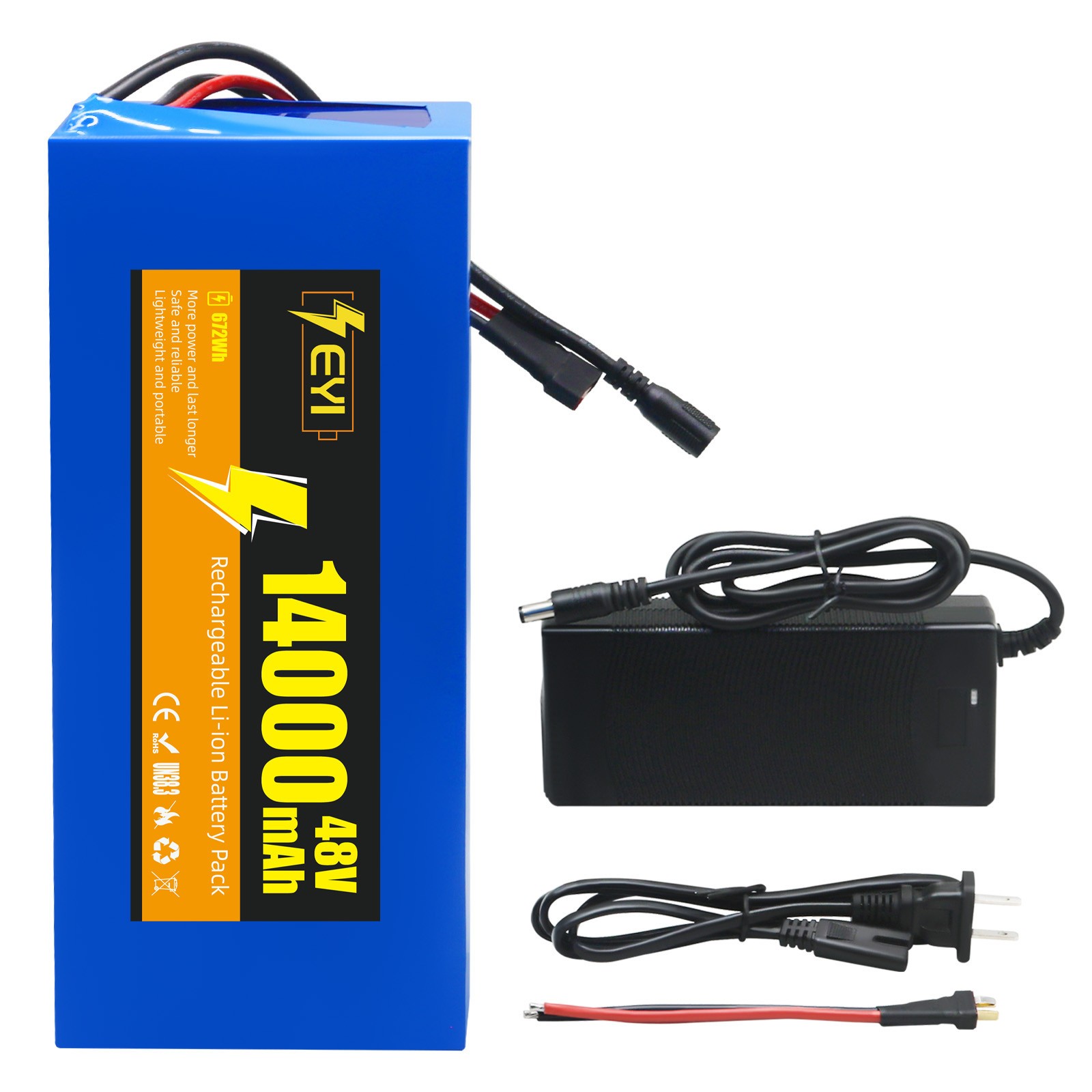 48V 14Ah Lithium Battery Pack for 0-1400W Ebike Bicycle Scooter with 2A Charger
