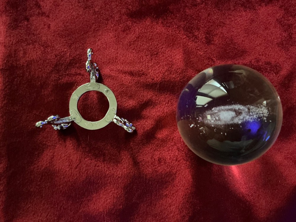 Milky Way solar system clear globe with silver stand