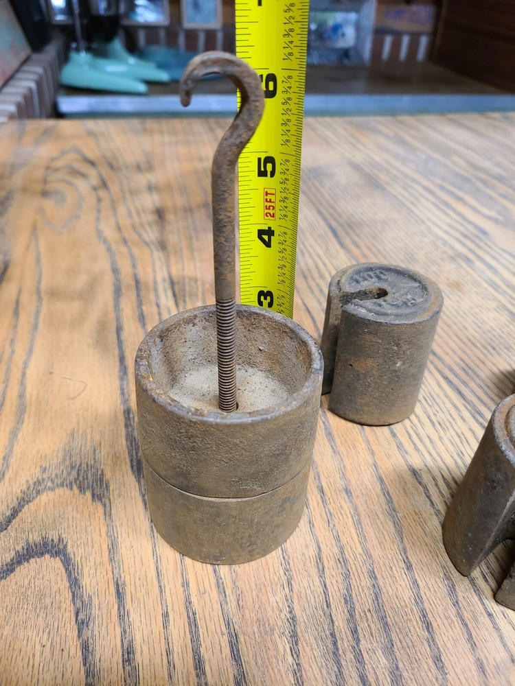 Vintage Scale Weights Cast Iron Antique