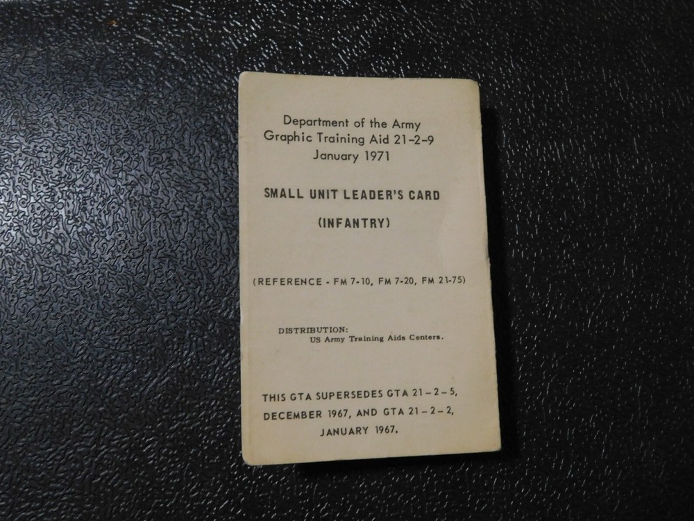 Small Unit Leader's Card (Infantry) 1971 - Vietnam