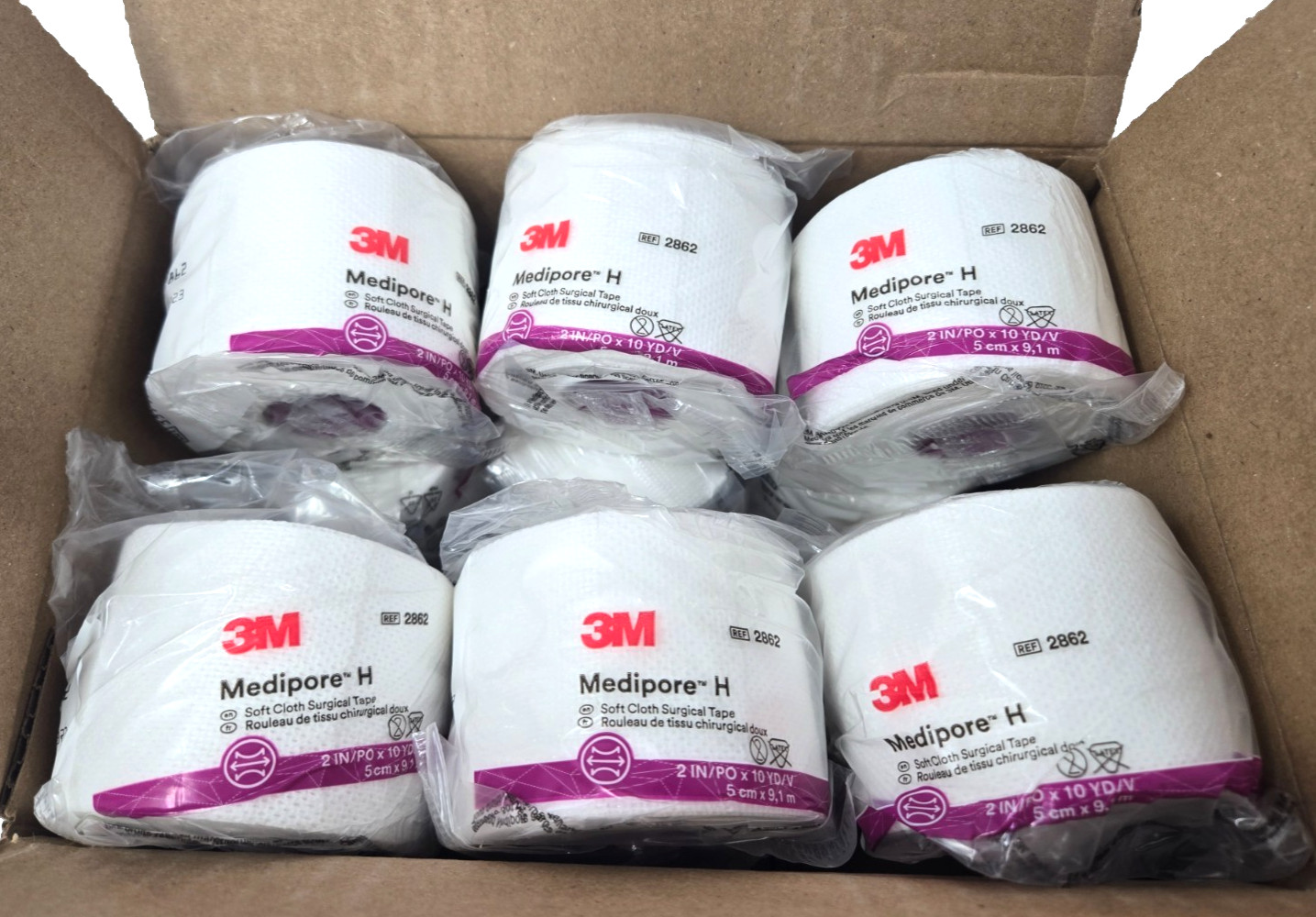 3M Medipore H Soft Cloth Surgical Tape 2862, (2 inch x 10 yard), 12 Rolls/Case