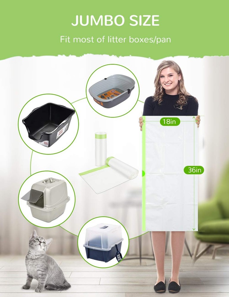 Cat Litter Liners Large, Jumbo Drawstring Extra Durable Pet Cat Pan Liners Ex...