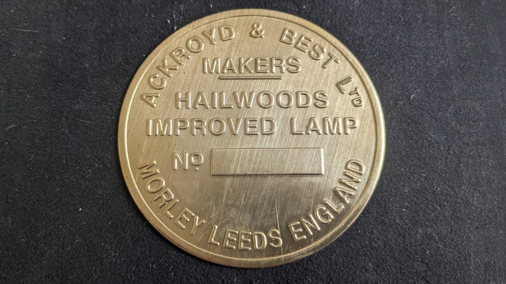 Replacement Ackroyd & Best Round Brass Miners Lamp Badge