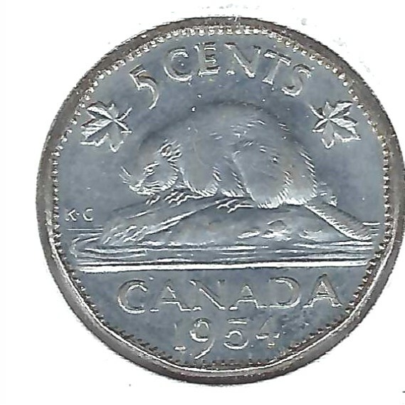 1954 Canada Uncirculated QE2 & Beaver Five Cents!