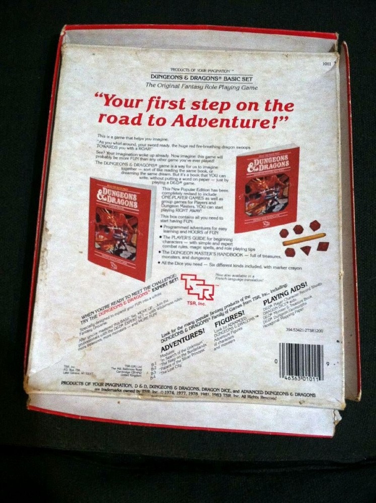 TSR 1011 Dungeon & Dragons Set 1 Basic Rules Red Box 12th 1983 Holmes Dice