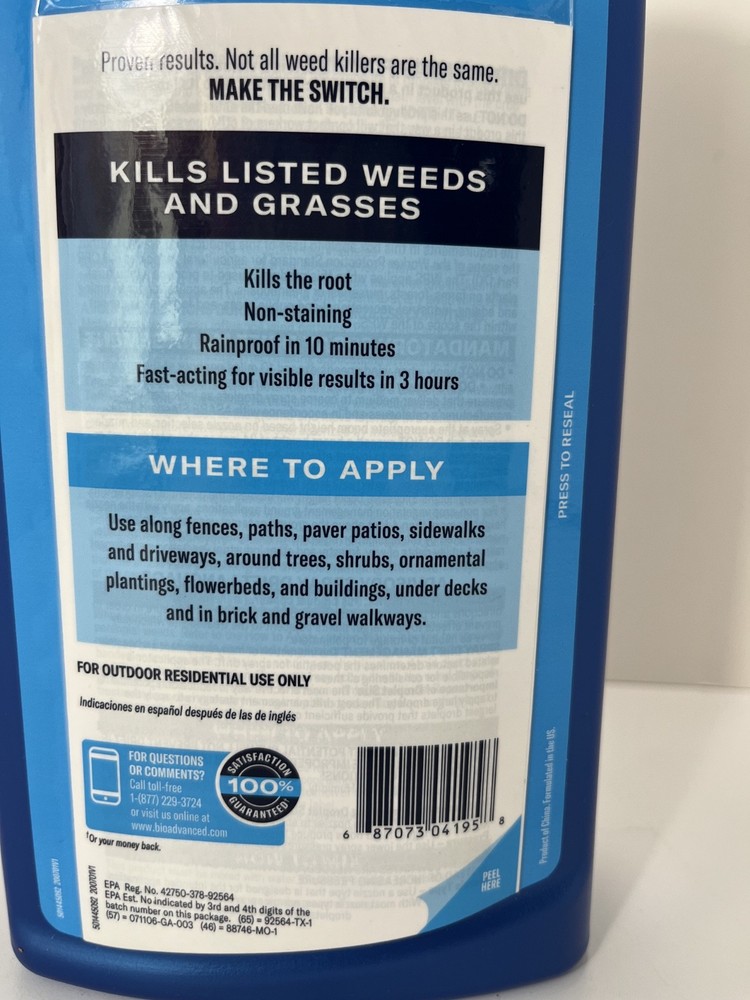 (1) BioAdvanced WEED & GRASS KILLER Super Concentrate Root Kill Action 32 fl. oz