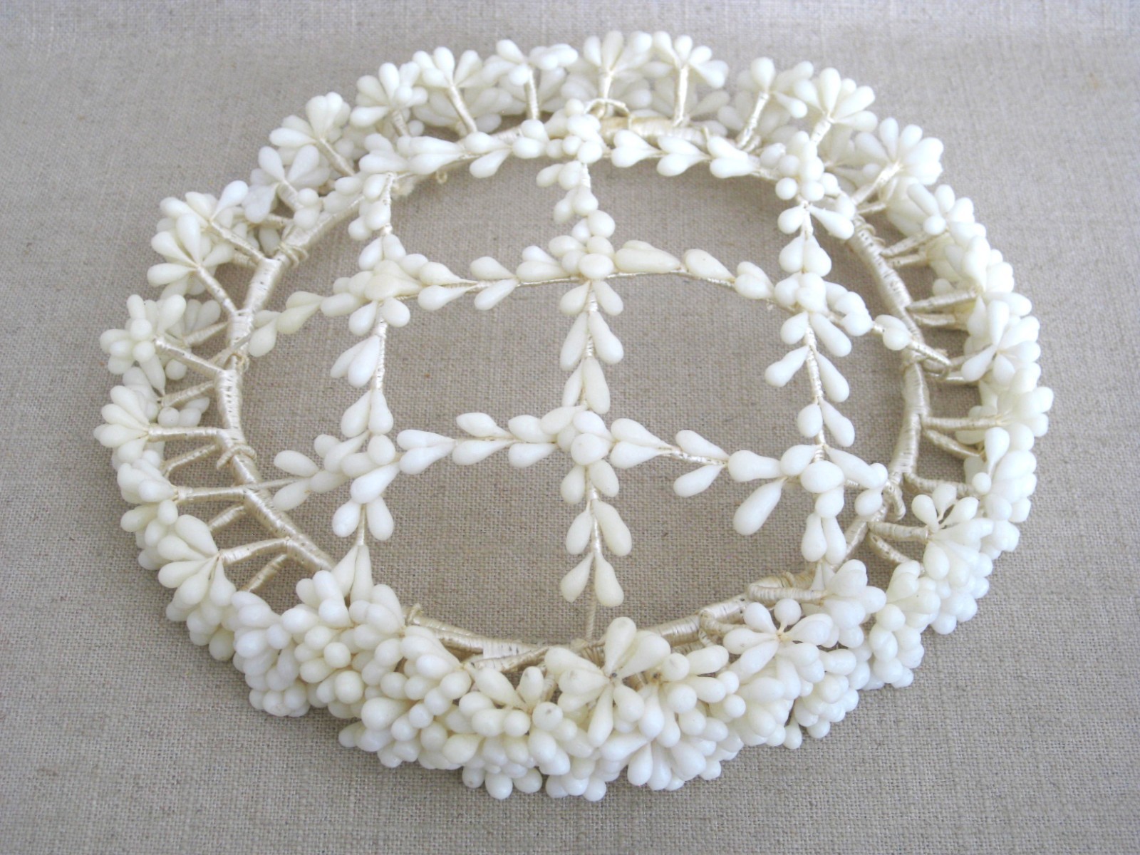 Vintage Wax Flower Wedding Crown Veil Head Piece