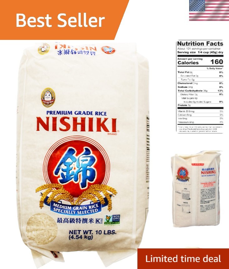 Authentic Medium-Grain Sushi Rice, 10lbs - Perfect for Rolls & Nigiri