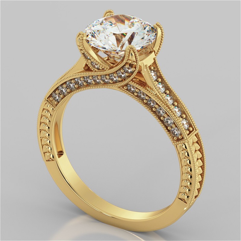 3.77 Ct Lab Grown Diamond Engagement Band Set Ring 14K Yellow Gold Solitaire Sz7