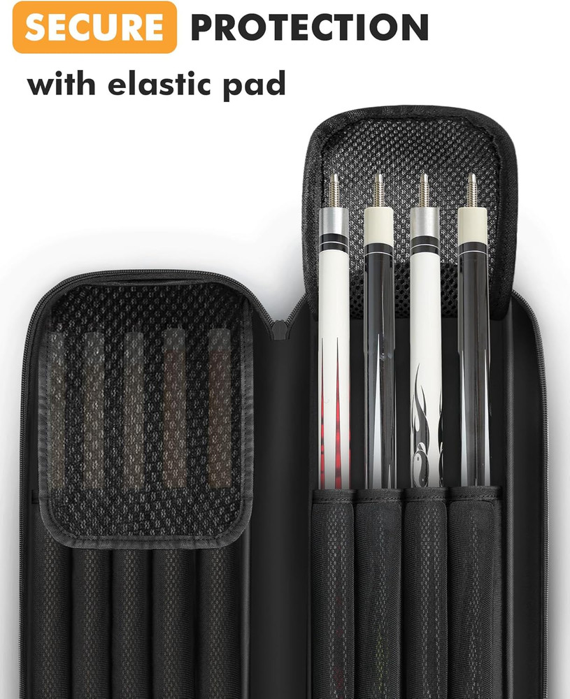 Pool Cue Case Pool Stick Case with Multiple Pockets Holds Soft Padded Bag
