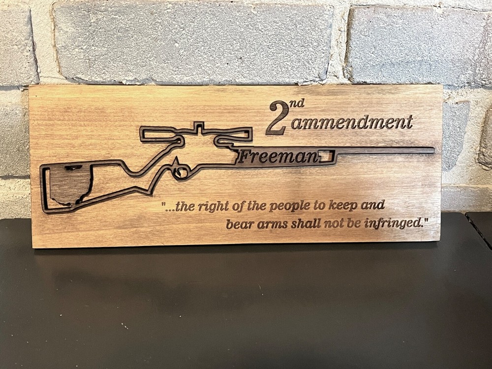 2nd AMENDMENT Plaque-Inlaid Personalized by state & name-walnut and maple wood