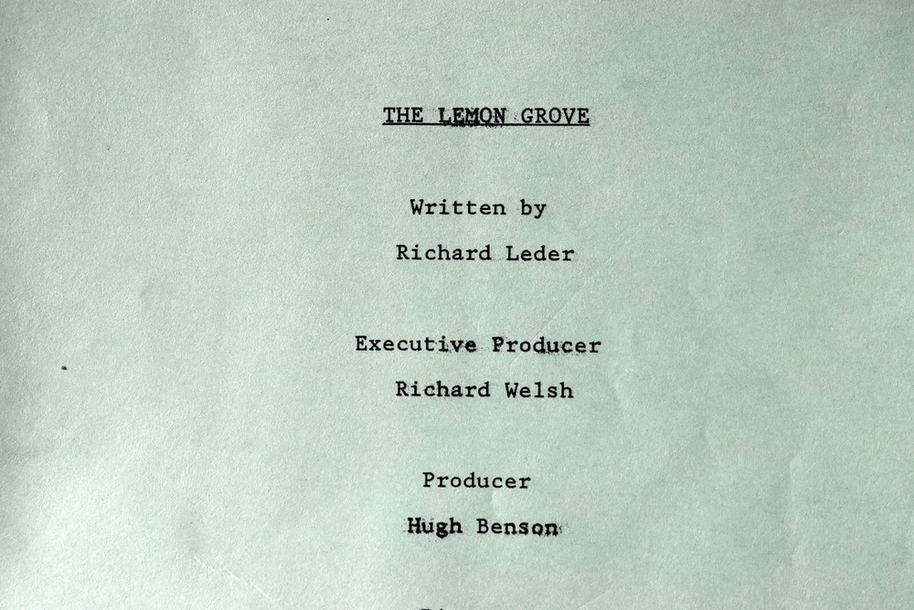 1994 The Lemon Grove Original Screenplay Shooting Script
