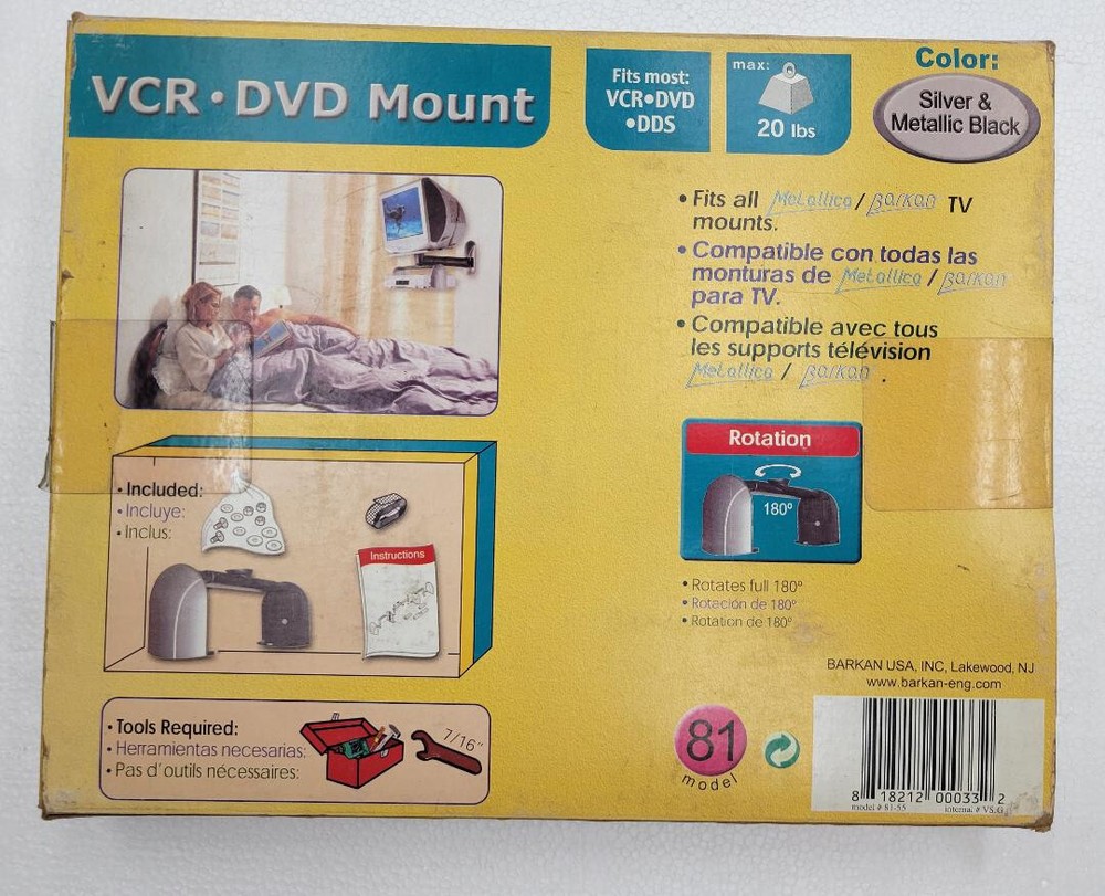 Barkan 81 Mount Attachment for VCR/DVD New