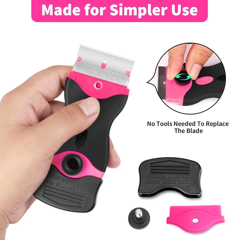 Razor Blade Scraper Tool Kit - 2Pack Razor Scrapers & 40Pcs Extra Blades, Plasti