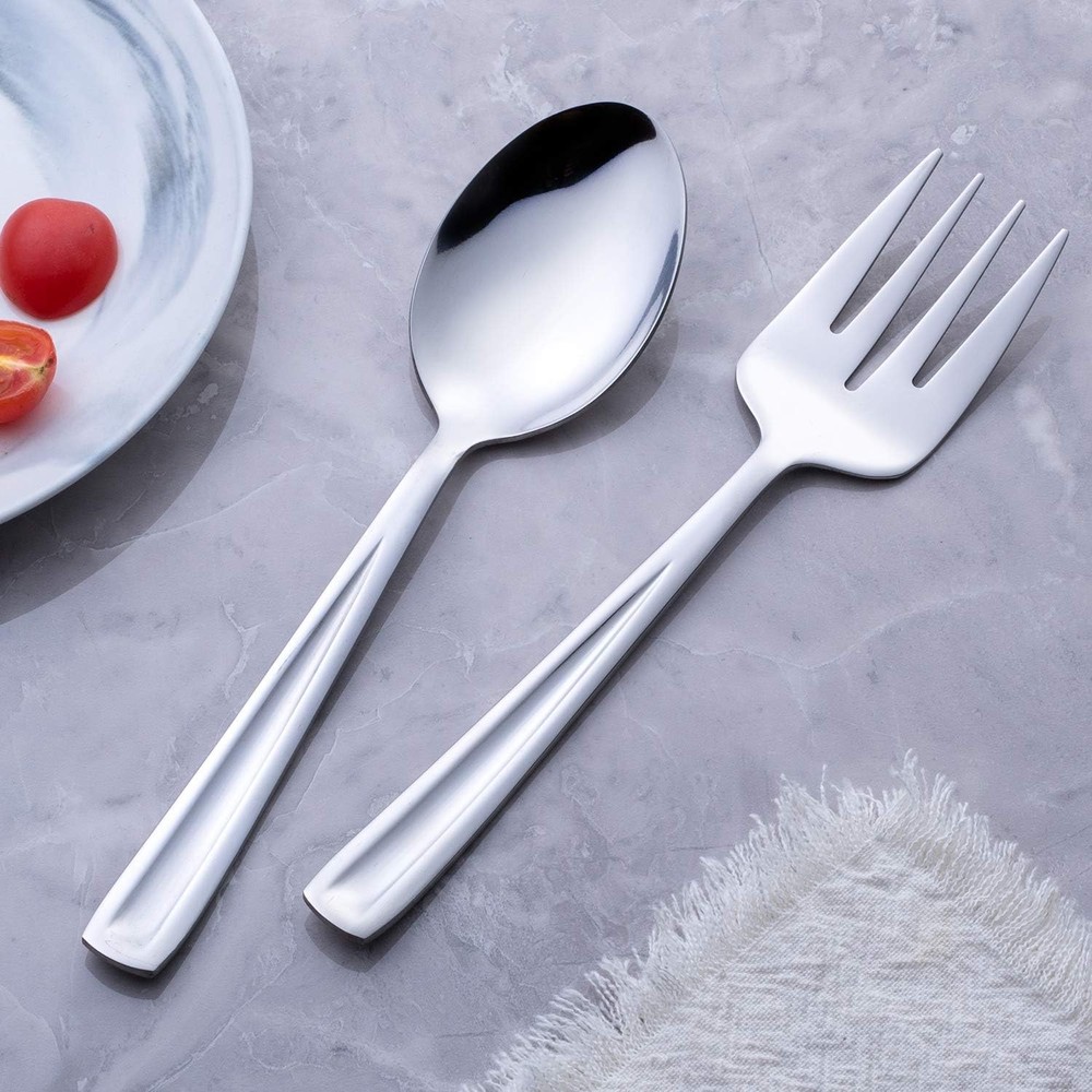 Stainless Steel Serving Spoon & Serving Fork Set Include 3 Large Serving Spoon