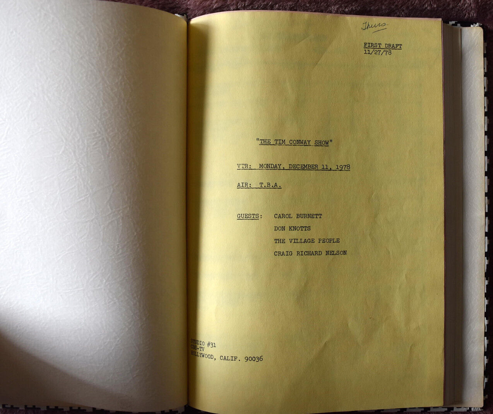 1978 The Tim Conway Show Original Script Screenplay First Draft