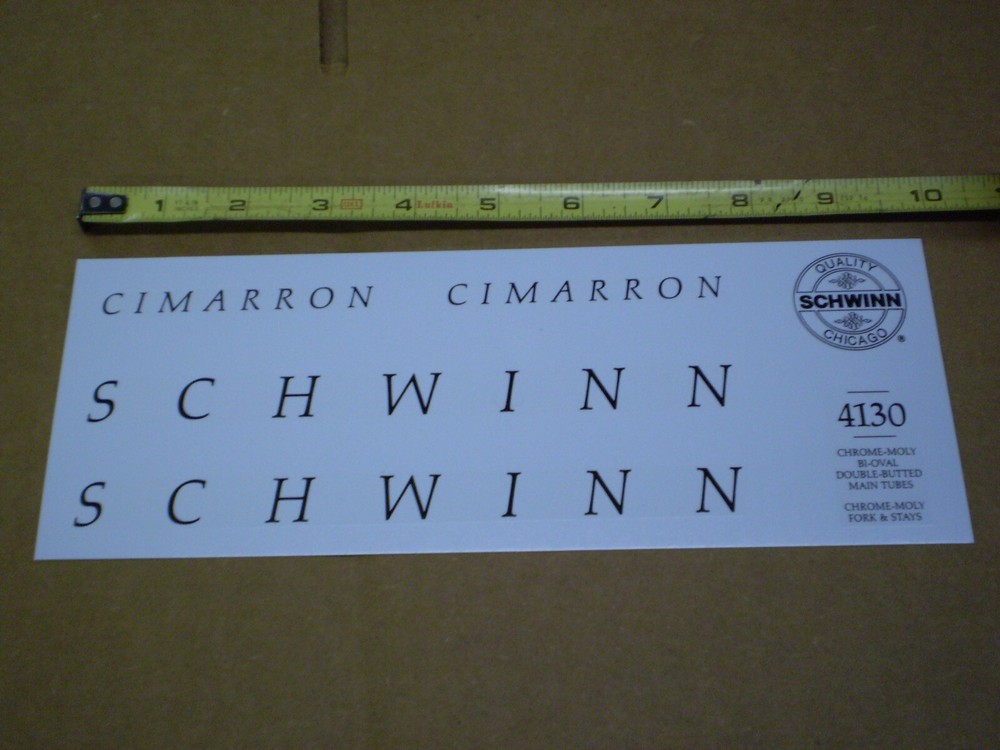 Complete Schwinn Cimarron Bicycle Decal Set