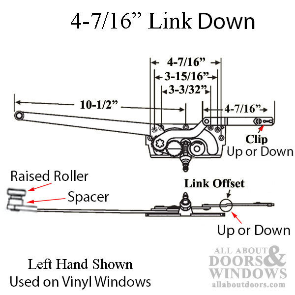 Truth Casement Operator, LH, Offset down Link # 20810, Raised Roller