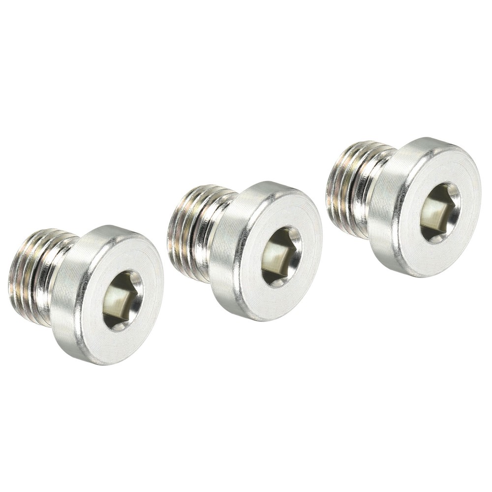 M10*1 Hex Head Pipe Fitting Plug, 3 Pack Male Thread 45# Steel Plug