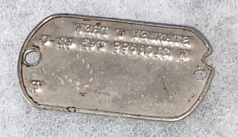 WWII Single Stanley Drew T-42 Dog Tag