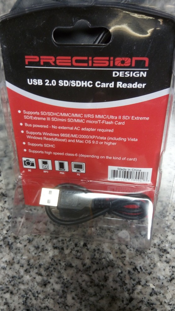 Precision Design USB 2.0 SD/SDHC Card Reader, New, Free Shipping.