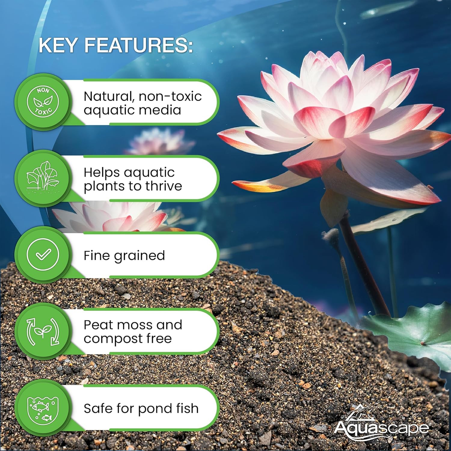 Pond Plant Potting Media, Nutrient-Rich Aquatic Soil for Water Garden
