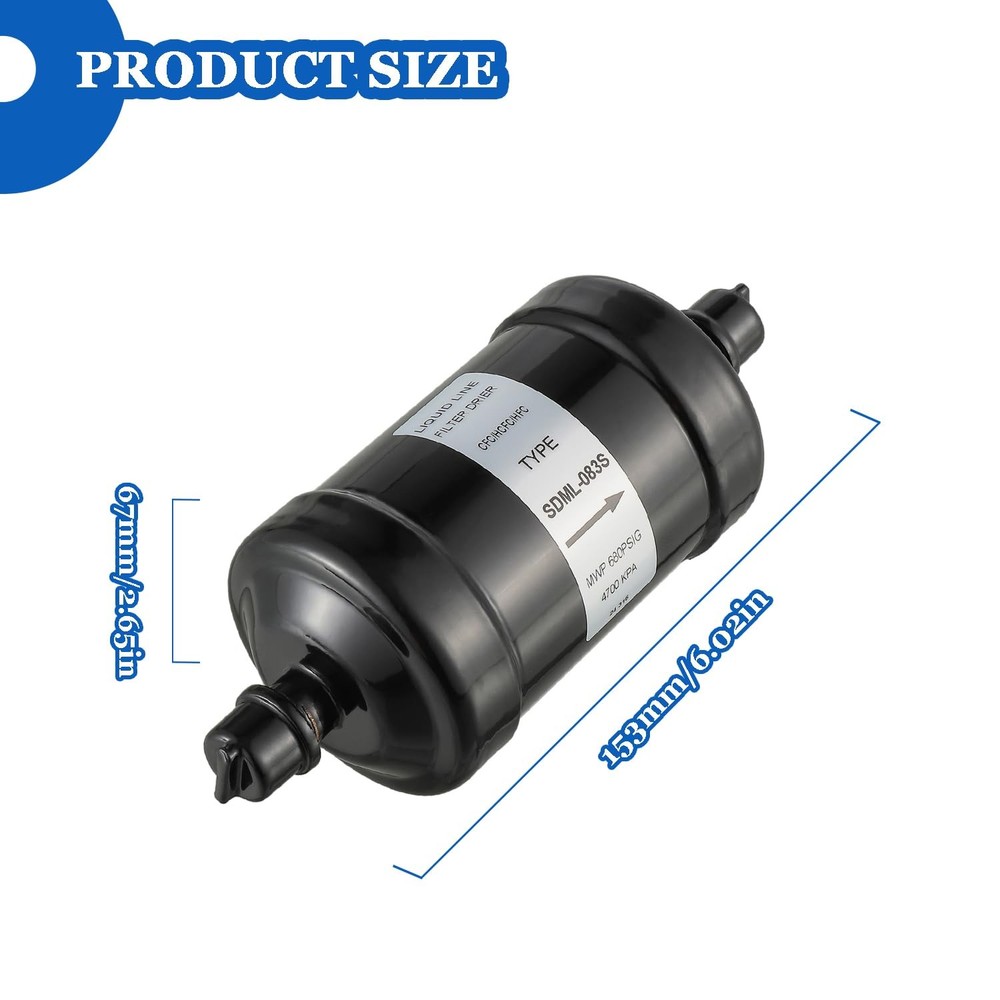 BOJACK Single Flow Refrigerant Filter Dryer Flow(SDML-083S 3/8")