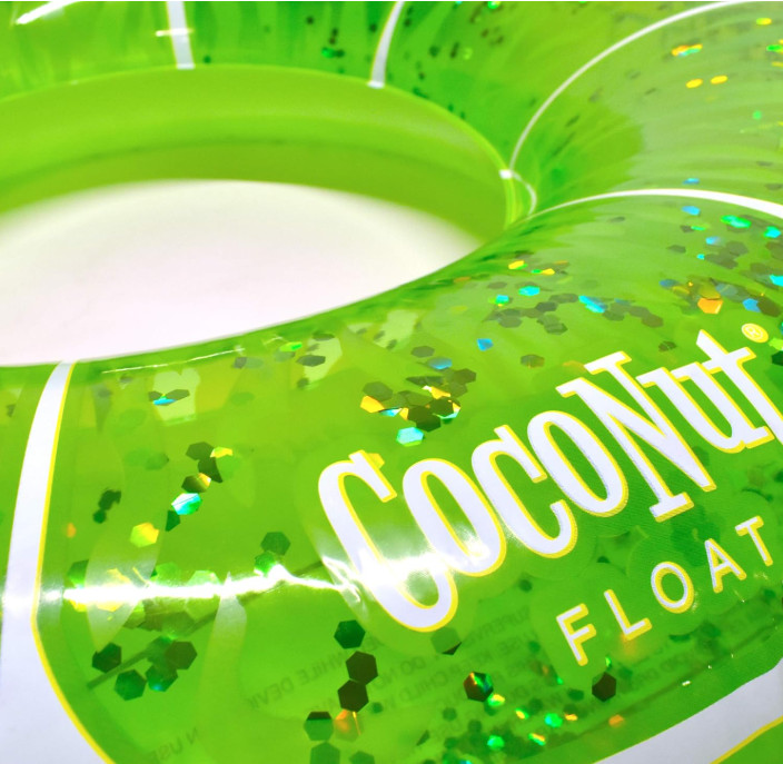 Coconut Float: Pink Grapefruit Glitter - 42" Pool Float Ring, Inflatable