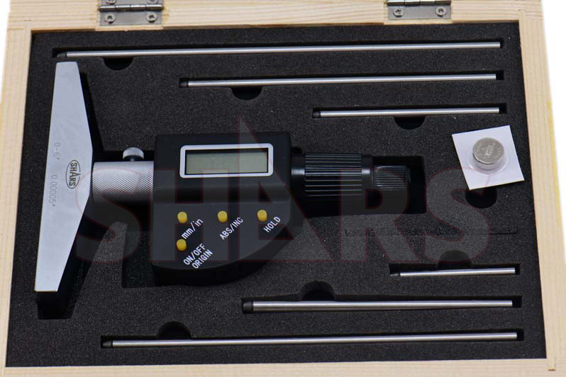 SHARS TOOLS 0-6"/152.4mm Electronic Depth Micrometer! #]