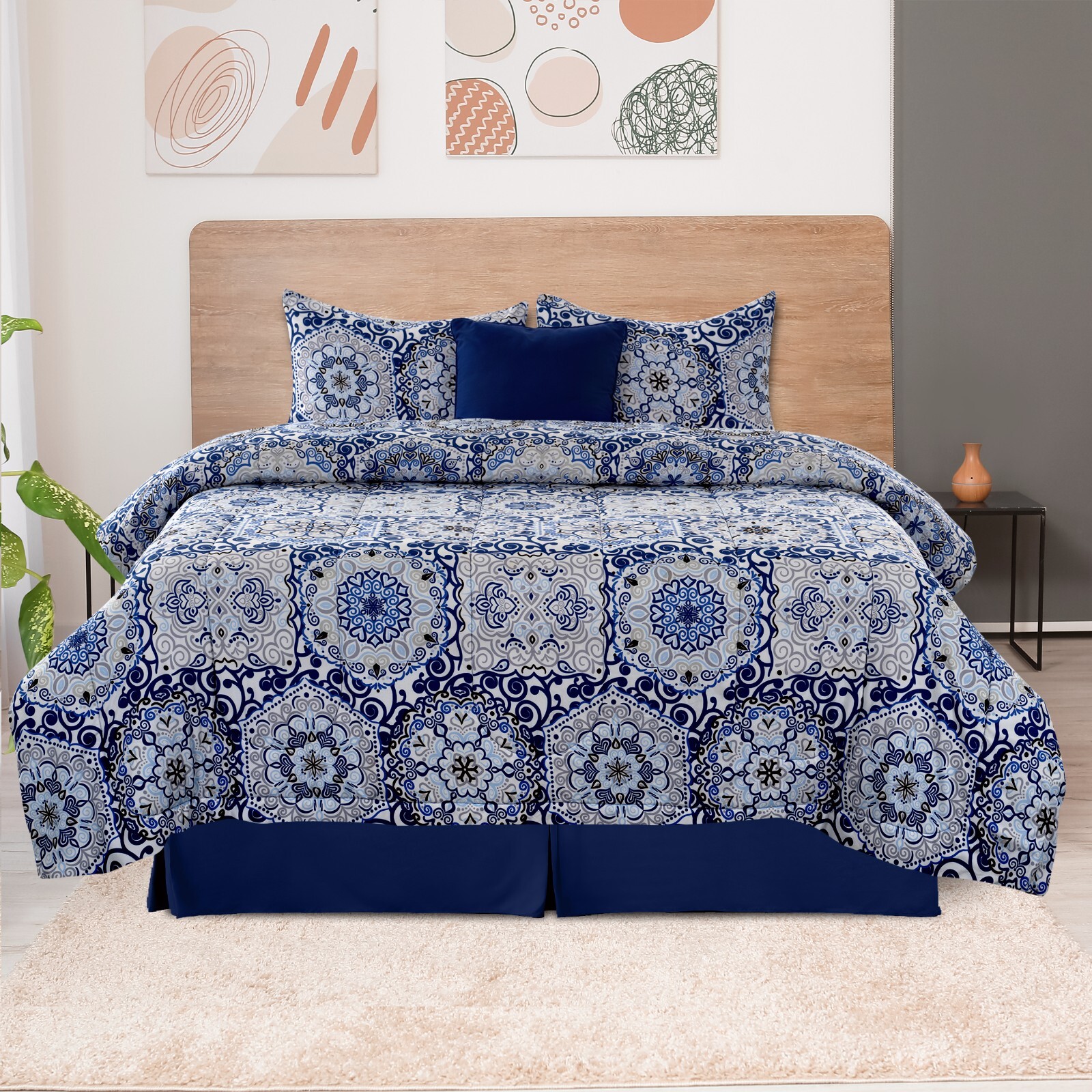 5 Piece Comforter Set Bed in a Bag All Season Reversible Bedding Comforter Set