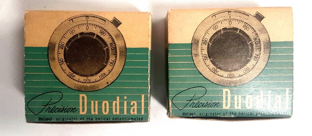 Vintage Helipot Model RB Precision Duodial Knobs - NOS - Qty 2 - Original Boxes