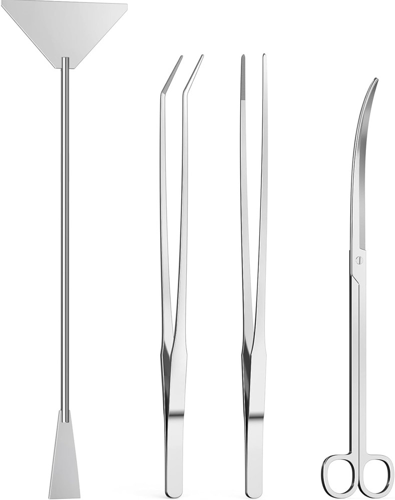 4Pcs Aquascaping Tool Kit Aquarium Tweezers Scissors Algae Scraper